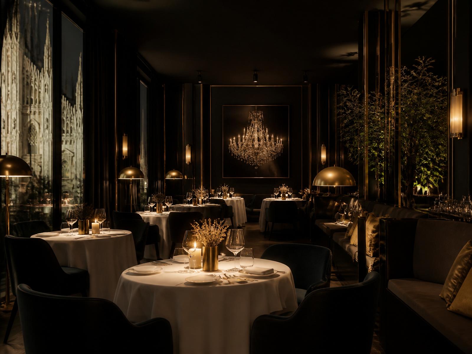 The intimate, candlelit dining room